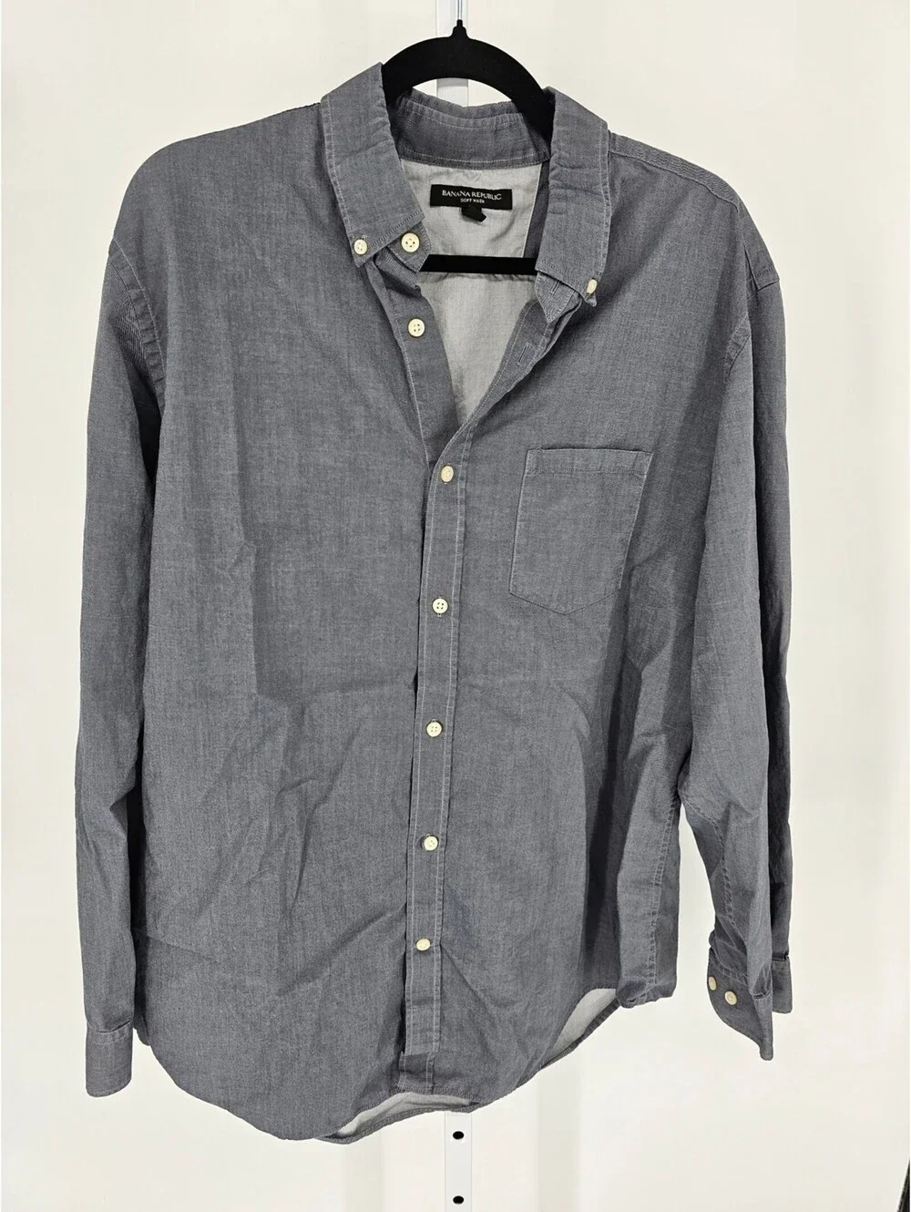 Banana Republic Mens Sz XL Soft Wash Long Sleeve Button Up Dress Shirt Gray
